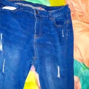Blue ripped jeans